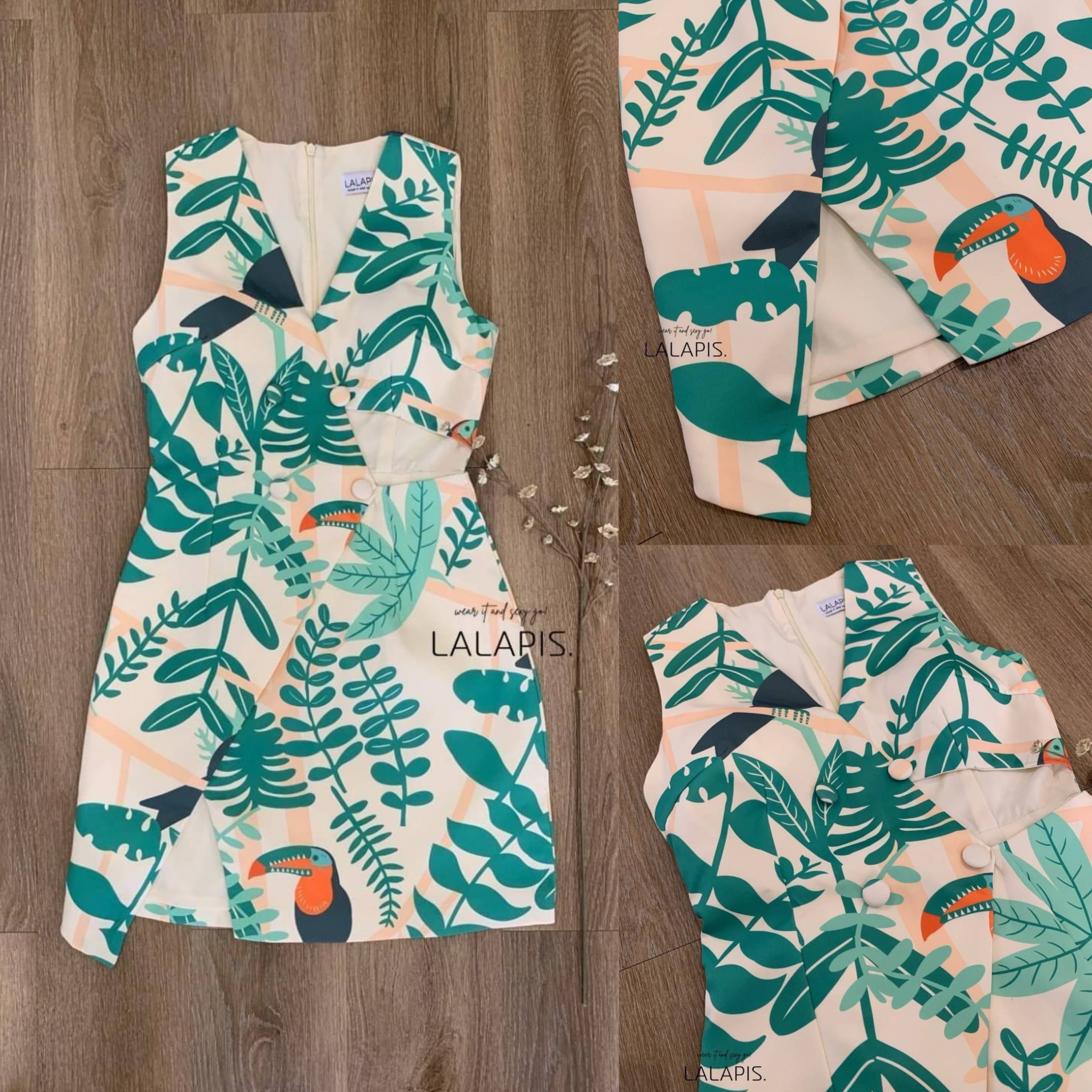 เดรสทรงสูทอะไรจะน่ารักสดใสเบอร์นี้ ดีไซน์กิมมิคช่วงเอวยั่วๆ อกเสริมฟองน้ำ ใส่สบาย สินค้าคุณภาพ (พร้อมส่ง)