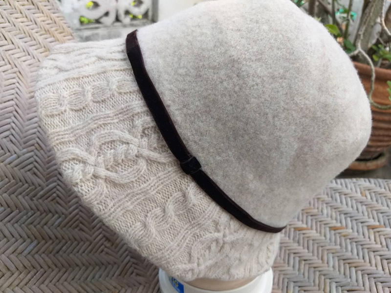 หมวกบักเก็ตผ้าขนสัตว์หนา Lourmarin หรูมากกก