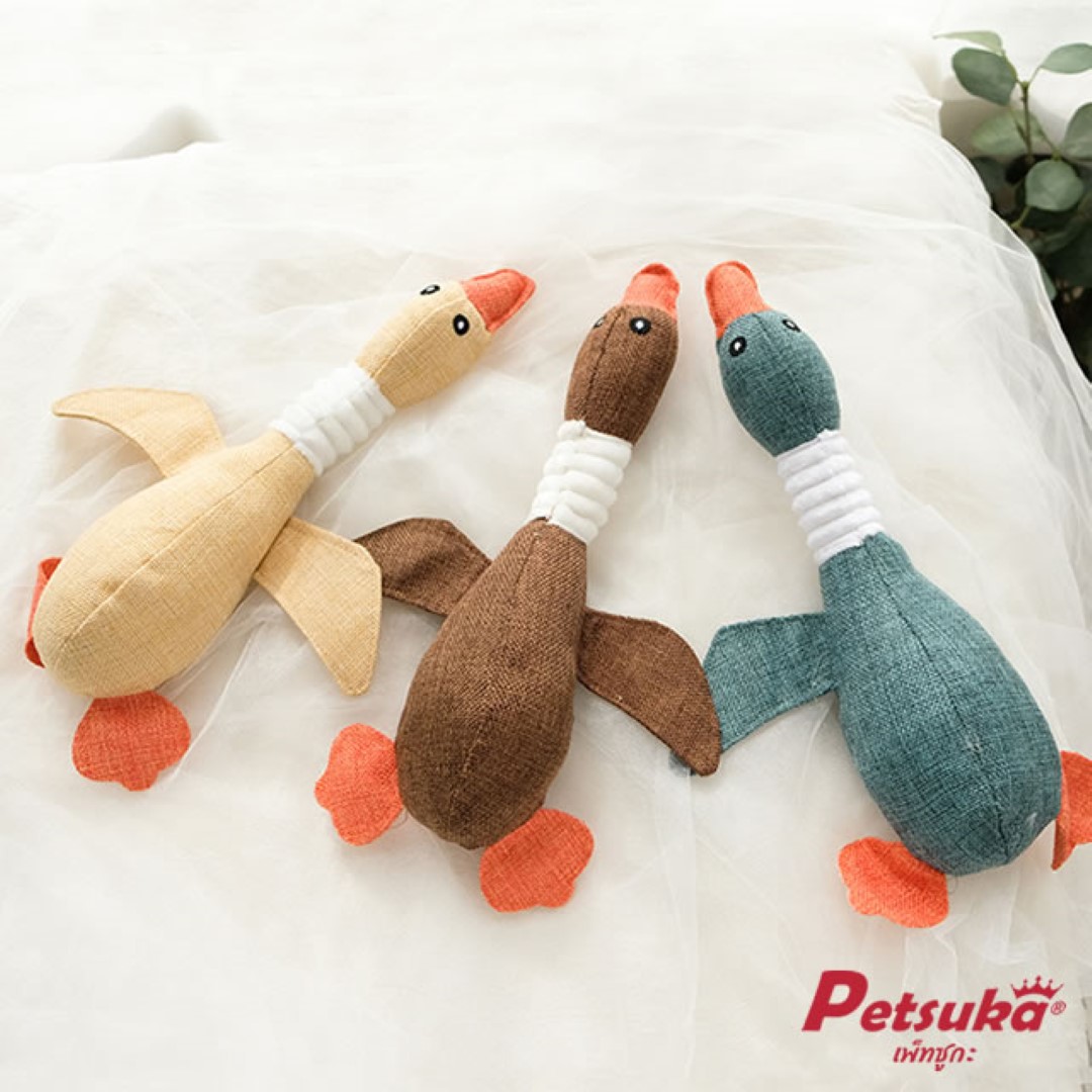 ตุ๊กตาเป็ด ของเล่นสุนัข Petsuka ของเล่นขัดฟันสัตว์เลี้ยง มีเสียง สีเขียว