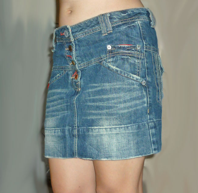 #1กระโปรงยีนส์ฟอกแต่ง สวยน่าใส่จริงๆ 32-35-13.5