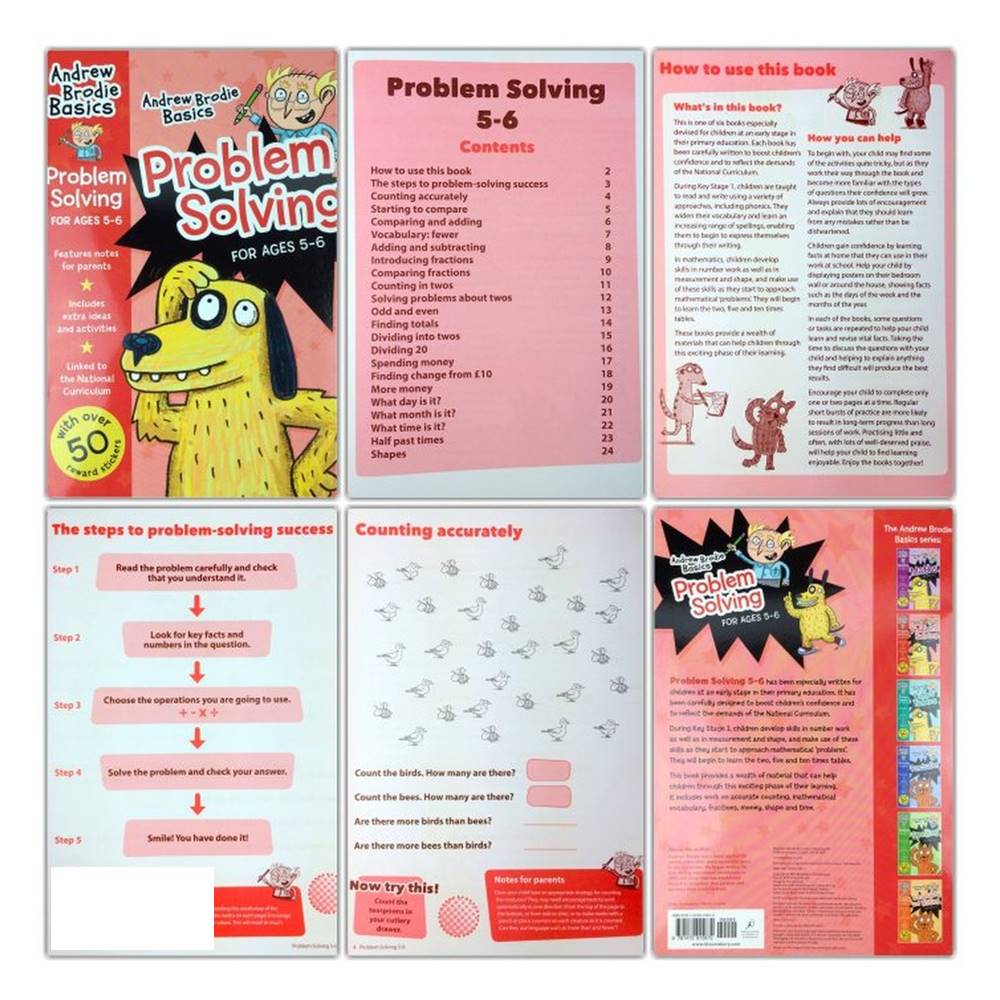 Bloomsbury Andrew Brodie Basics for Age 5-6 KS1 : 6 Workbooks Collection Set เซตแบบฝึกหัด Maths, Problem solving, Times tables, Punctuation, Spelling, Vocab อายุ 5-6 ปี 6 เล่ม