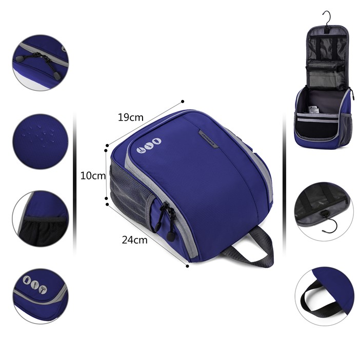 Bagsmart กระเป๋าใส่อุปกรณ์อาบน้ำ คุณภาพสูง ใส่อุปกรณ์อาบน้ำ แขวนได้ มีช่องใส่ด้านข้างสองด้าน สำหรับเดินทาง ท่องเที่ยว (Blue)