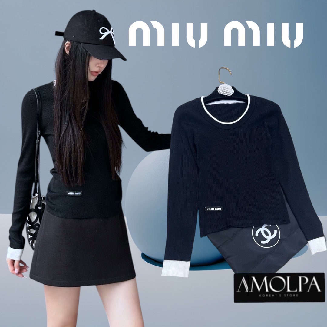 เสื้อแขนยาวผ้าร่อง MIU MIU ทอสวยม๊าก งานสวย ใส่สบาย : สินค้าคุณภาพ (พร้อมส่ง)