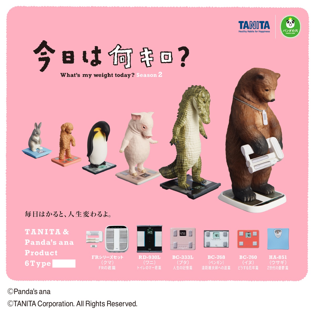 กาชาปองฟิกเกอร์สัตว์ชั่งน้ำหนัก Tanita x Panda no Ana: What's My Weight Today? Season 2
