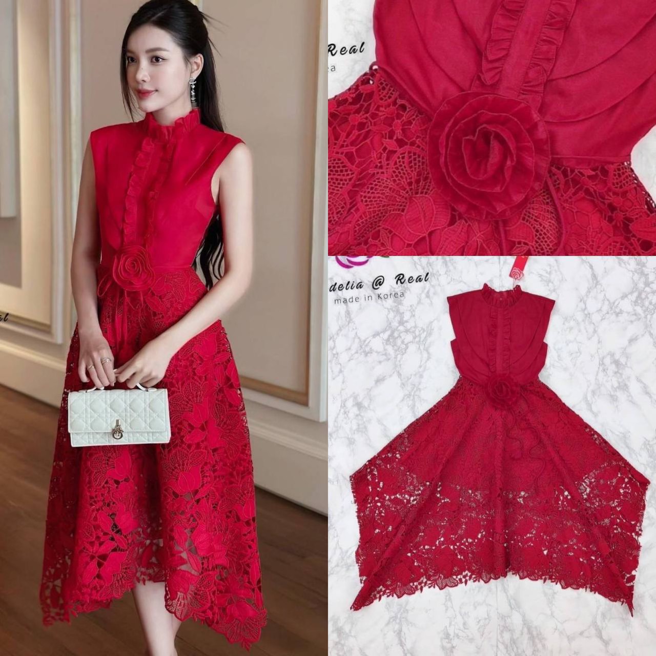 Dress :: เดรสยาวตัวสวยทรงเก๋ แต่งระบายเล็กๆน่ารัก ท่อนล่างเดรสทรงเอบาน ต่อชิ้นผ้าด้วยผ้าลูกไม้ลายสวยอลัง พร้อมซับด้านในเนื้อดี เอวมาพร้อมสายคาดเอว สินค้าคุณภาพ (พร้อมส่ง)