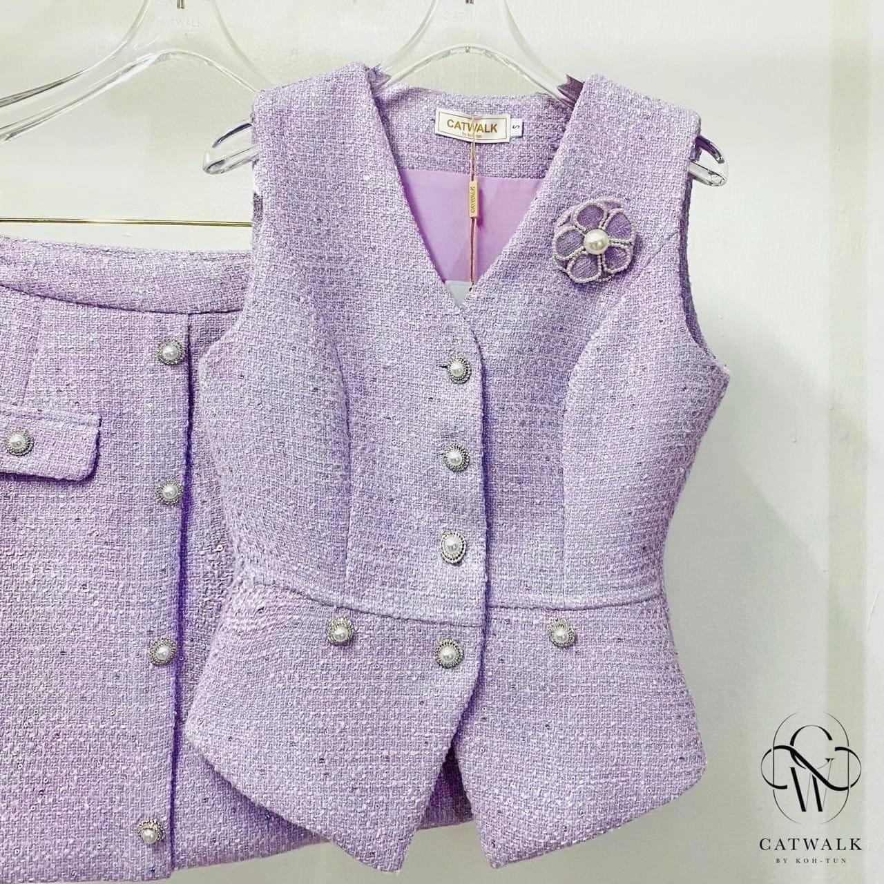 เซตเสื้อVEST +กระโปรงผ้าทวิต เนื้อผ้าทวิต เกรดเอ ผ้าสวยมาก : สินค้าคุณภาพ (พร้อมส่ง)