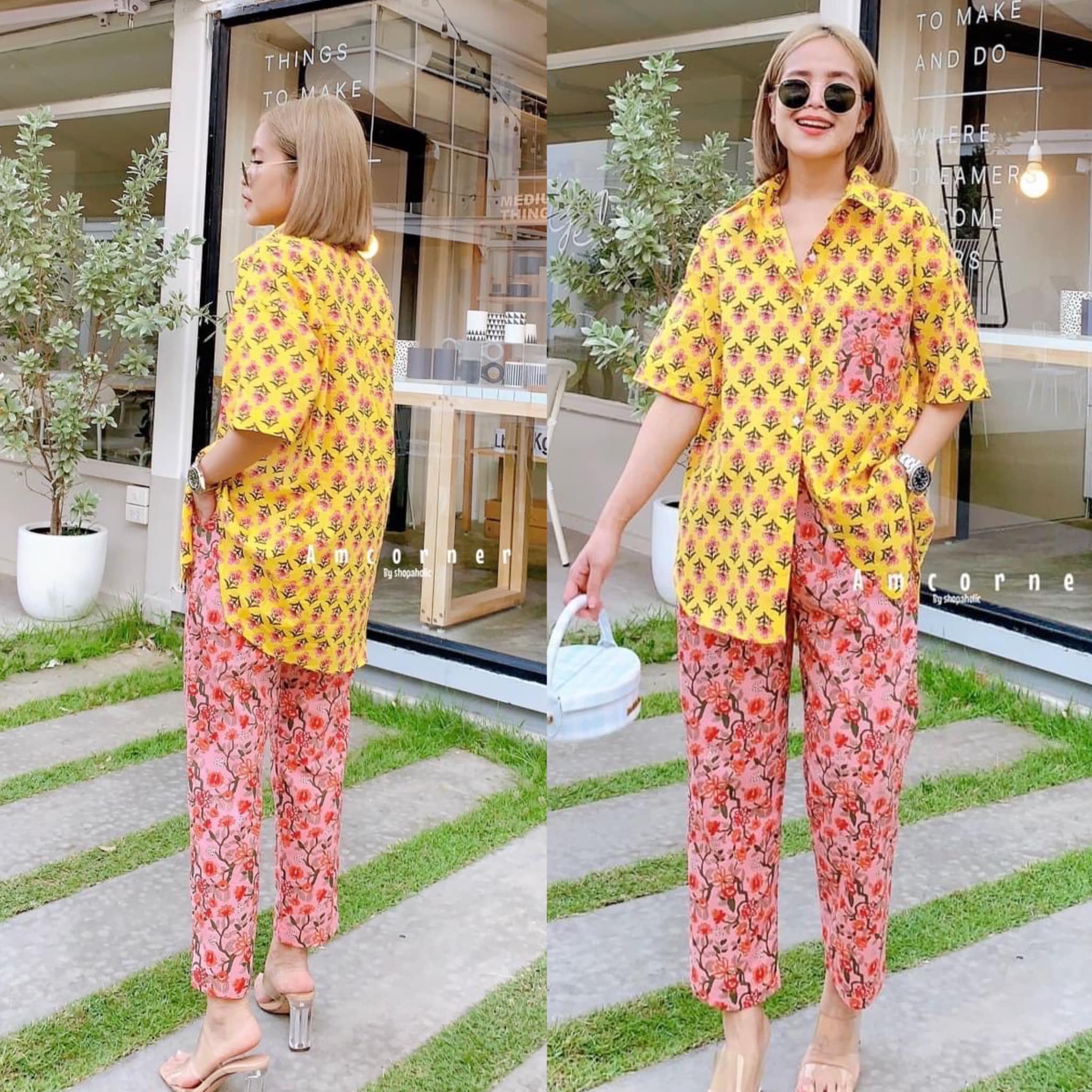 set shirt🔸🔸 ผ้าcotton งานผ้าอินเดีย เนื้อนิ่ม เนื้อดี ใส่สบาย สินค้าคุณภาพ (พร้อมส่ง)