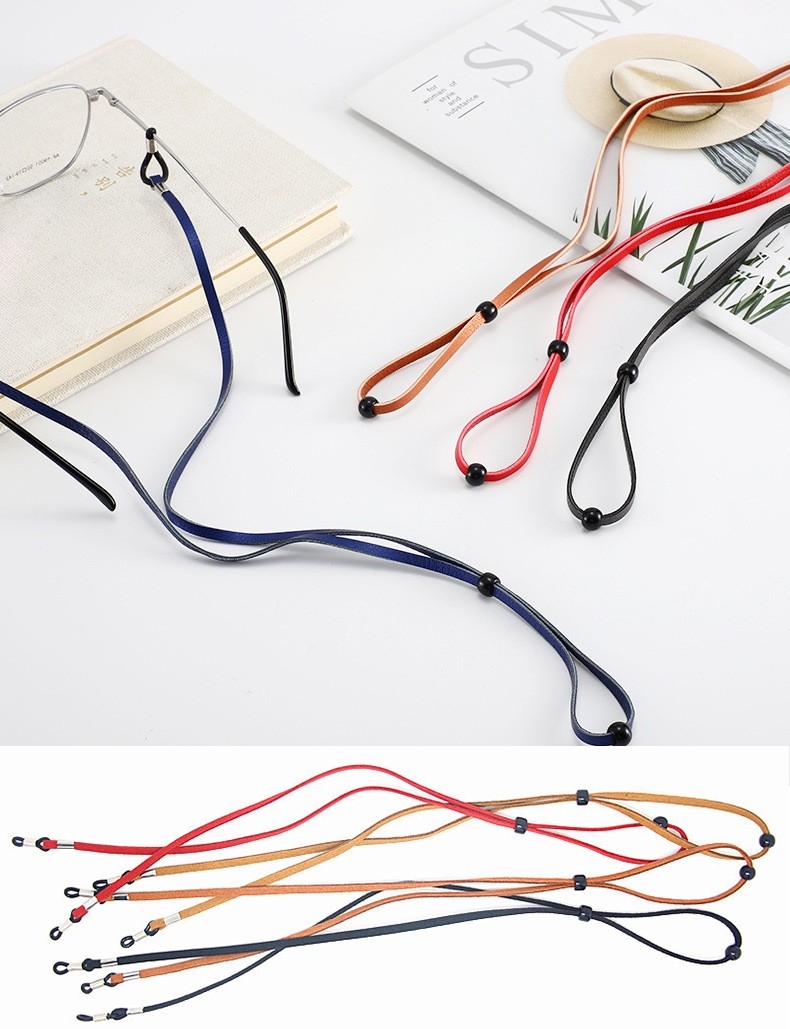 MOKHA สายหนังคล้องแว่น สายคล้องคอหนัง สายแว่นตาวินเทจ (ดำ / น้ำตาล / น้ำเงิน)