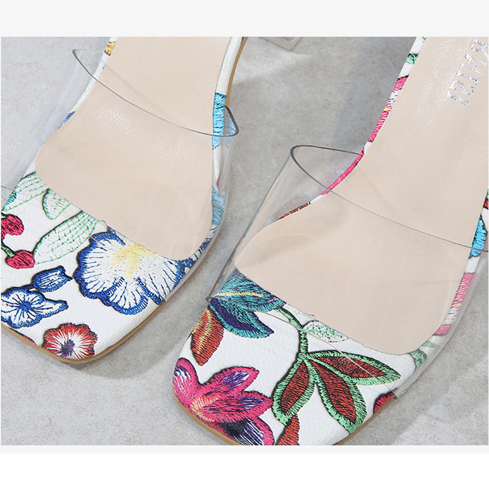 รองเท้าไซส์ใหญ่ 41-46 รองเท้าแตะมีส้น สูง 3 นิ้ว ส้นแก้วใส ด้านบน PU นิ่มใส CHOWY KR0960BU