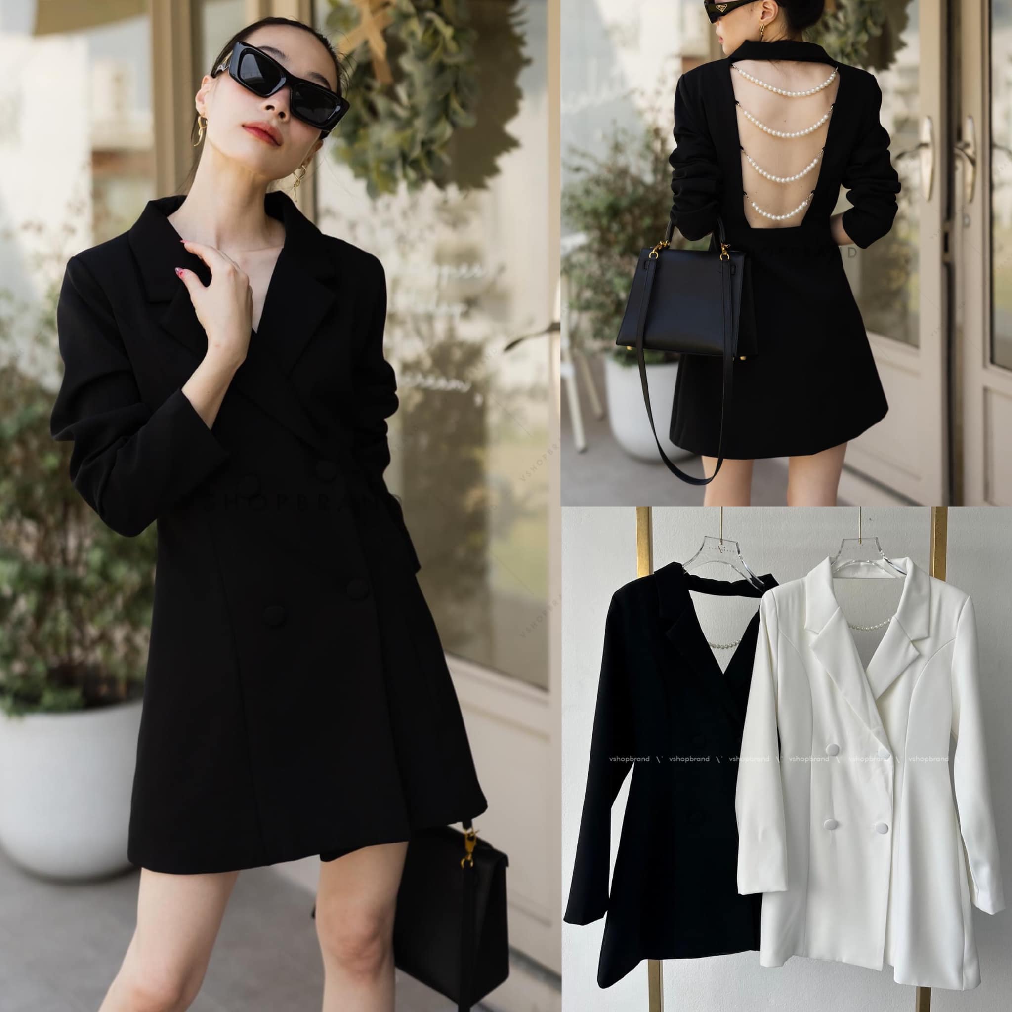 เดรสสูท เว้าหลังแต่งไข่มุข 👍🏻 สินค้าคุณภาพ (พร้อมส่ง)