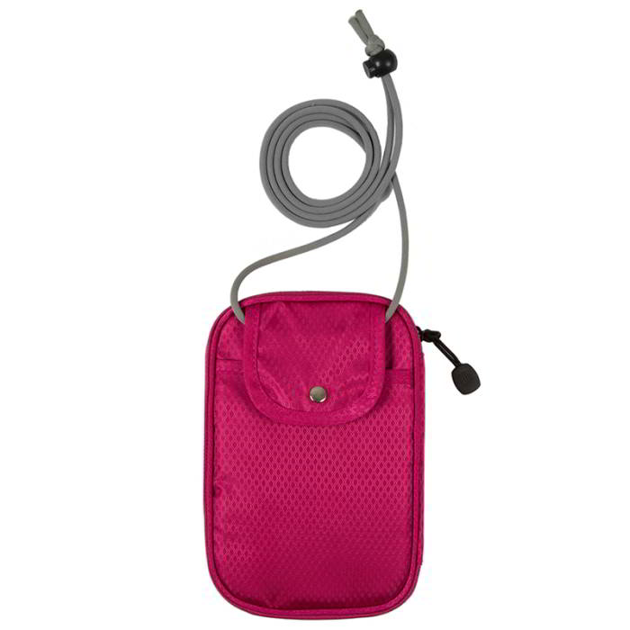 กระเป๋าใส่พาสปอร์ตห้อยคอ คล้องคอได้ กระเป๋าใส่หนังสือเดินทาง ป้องกันการขโมยข้อมูลบัตรเครดิตด้วยคลื่น RFID (Rose Red)