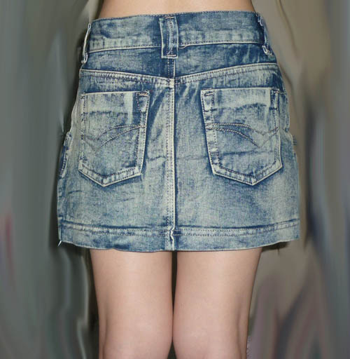#2กระโปรงยีนส์ฟอกซีดหินอ่อน 32-36-11.5