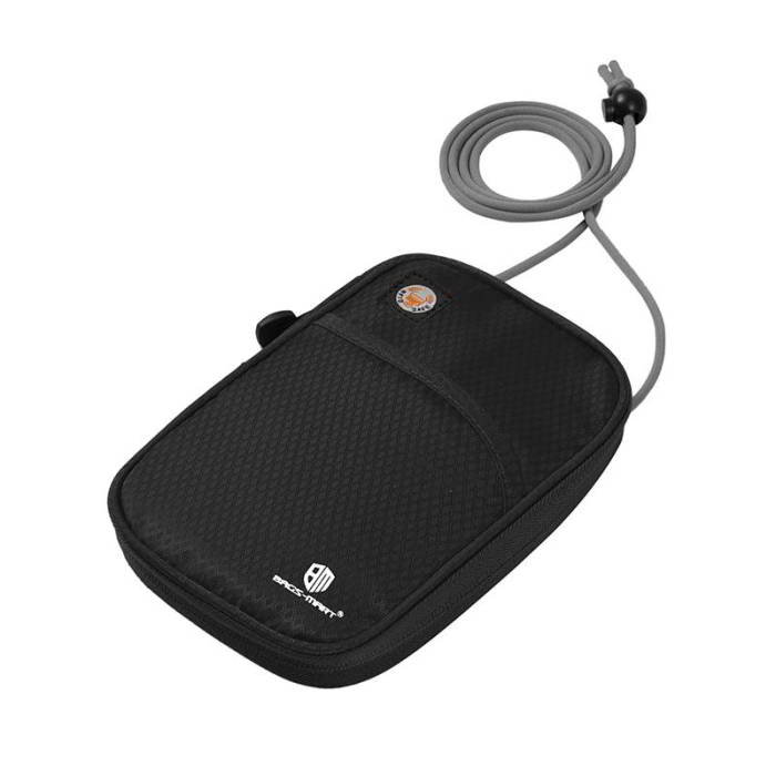 กระเป๋าใส่พาสปอร์ตห้อยคอ คล้องคอได้ กระเป๋าใส่หนังสือเดินทาง ป้องกันการขโมยข้อมูลบัตรเครดิตด้วยคลื่น RFID (Black)