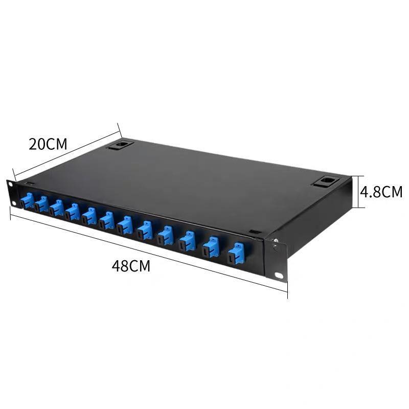 ถาด ODF 1U ขนาด 19 นิ้ว 12 PORT-SC พร้อม หัว SC พร้อม pigtail 12 คอร์ พร้อม splice tray