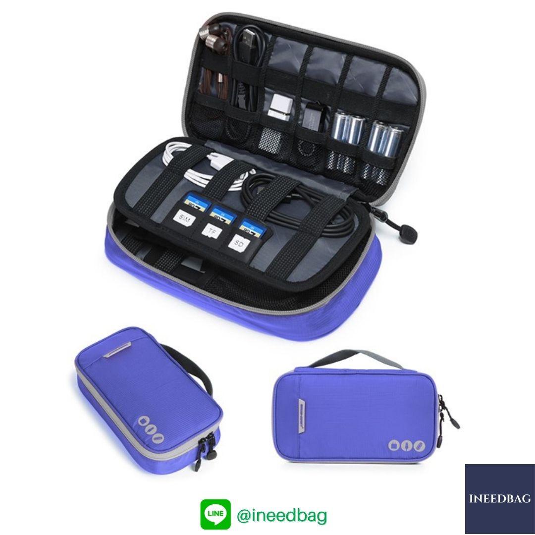 ฺBagsmart กระเป๋าจัดระเบียบอิเล็กทรอนิกส์ กระเป๋าใส่สายชาร์จ กระเป๋าใส่ฮาร์ดดิสก์ กระเป๋าใส่อุปกรณ์ไอที มีสองชั้น ช่องเยอะพิเศษ มีหูหิ้วพกพาสะดวก (น้ำเงิน)