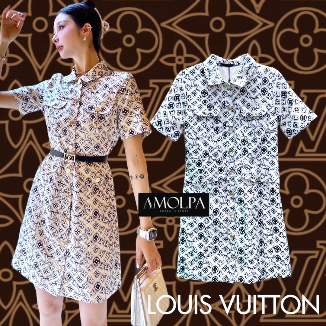 DRESS LOUIS VUITTON DENIM งานเดรสยีนส์งานพรีเมียมเกินบรรยายมาก ใช้ผ้าเนื้อดีสุดๆ ผ้ายีนส์แท้100เปอเซน กระดุมปั้มสีทอง มาพร้อมเข็มขัดหัวLV สวยหรูดูแพง สินค้าคุณภาพ (พร้อมส่ง)