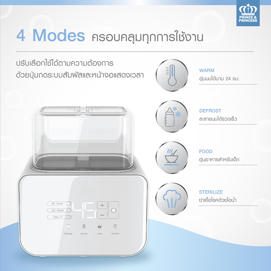 (10896) Prince&Princess เครื่องอุ่นนมและอาหารเด็ก ,รุ่น Baby Bottle Warmer ,สีเทา