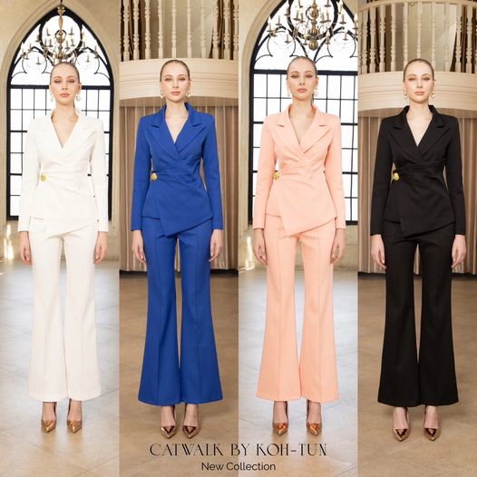 เซตสูทป้ายหน้า +กางเกงทรงขาม้า เนื้อผ้าเกรดเอ ผ้าสวยใส่สบาย ตัวสูทเป็นทรงเข้ารูป ใส่สบาย สินค้าคุณภาพ (พร้อมส่ง)