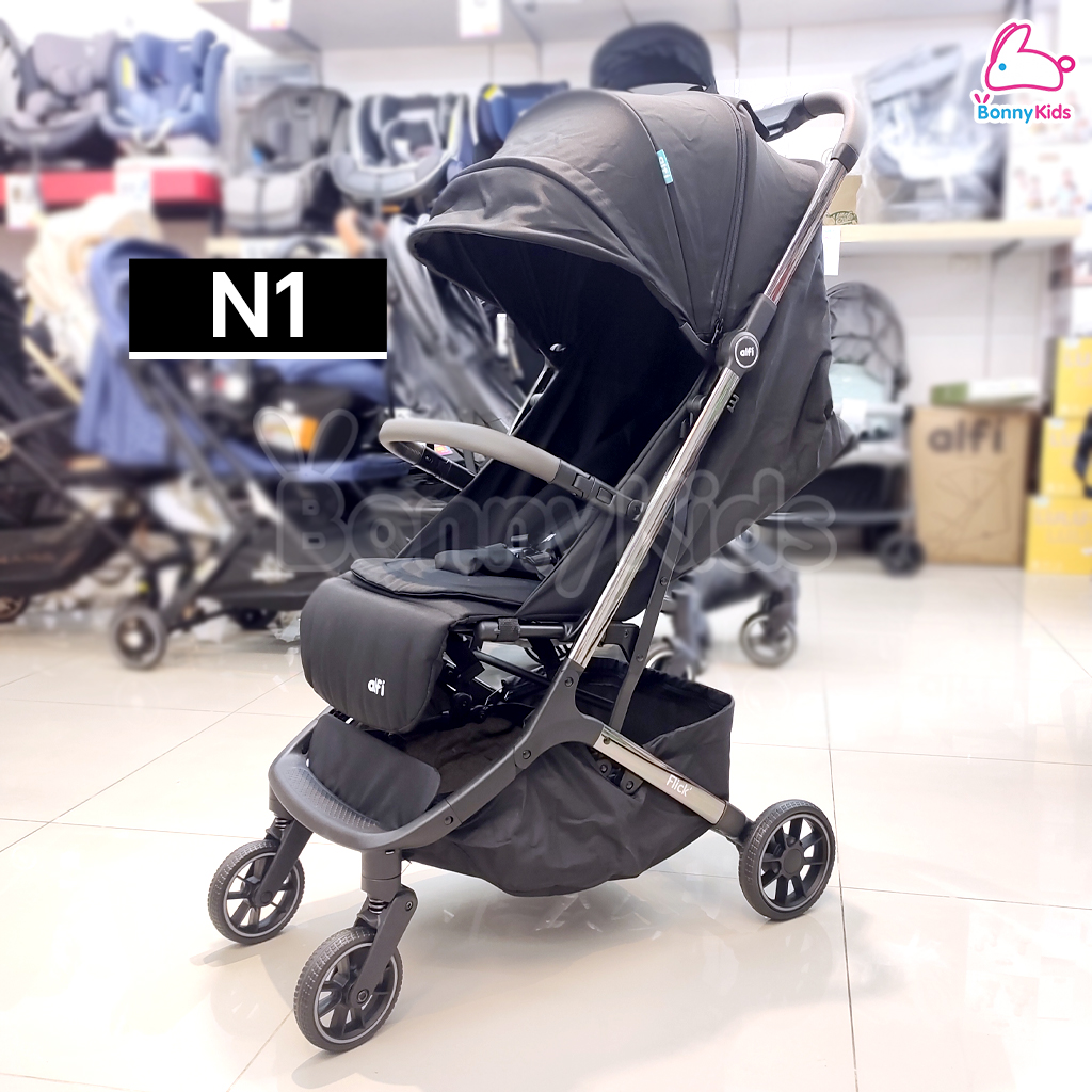 Alfi (อัลฟิ) รถเข็นเด็ก รุ่น Flick N'1 ก้านดำเงา น้ำหนักเบา 6.1kg ตะกร้าใหญ่พับเล็ก-พร้อมขึ้นเครื่อง (แรกเกิด-4ปี)
