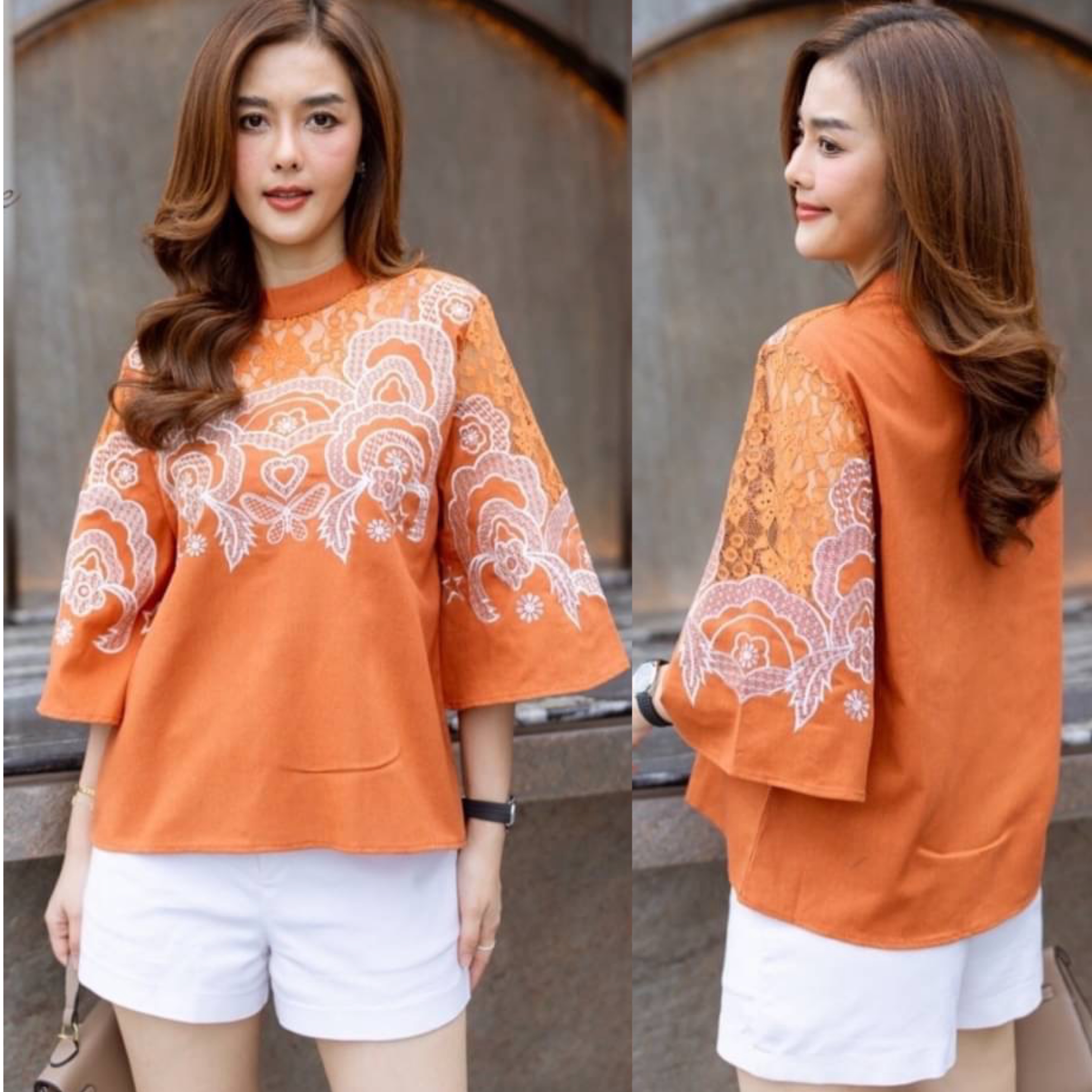 Cutie Minute เสื้อลินินผสมผ้าฝ้ายเกรดพรีเมี่ยม เนื้อผ้าขึ้นลายดีเทลงานแต่งด้วยผ้า ลูกไม้สวยงาม งานปักสวยงามอลังการ .ได้อย่างลงตัว ใส่สบาย : สินค้าคุณภาพ (พร้อมส่ง)