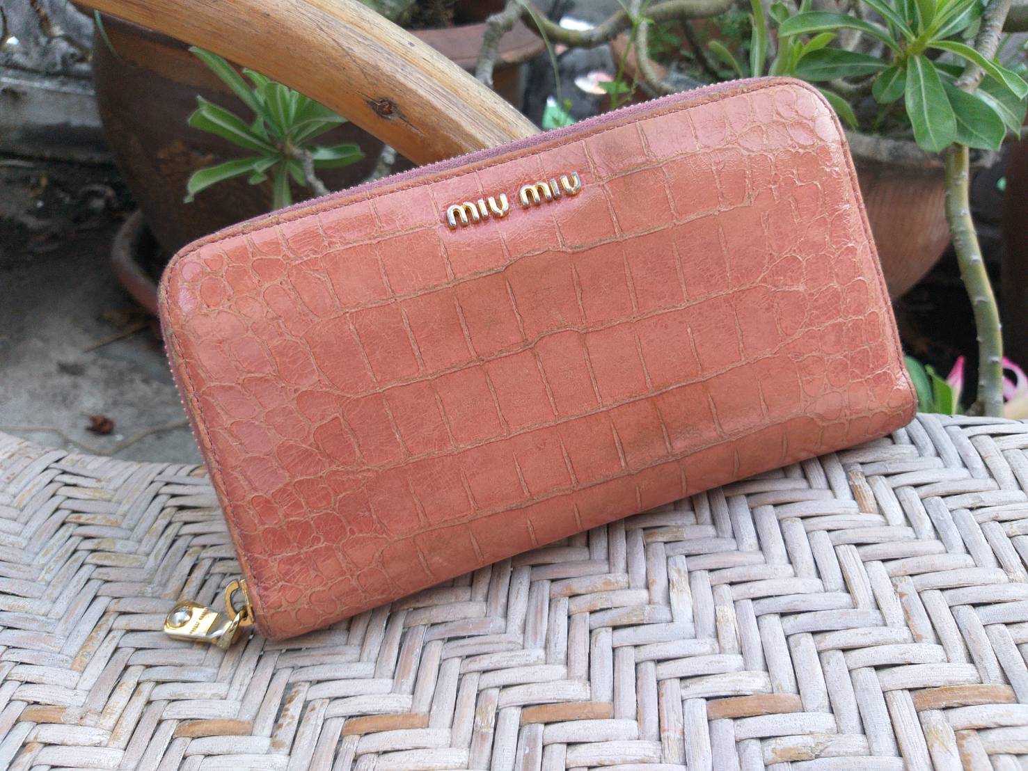 กระเป๋าสตางค์ miu miu แท้ หนังจรเข้แท้