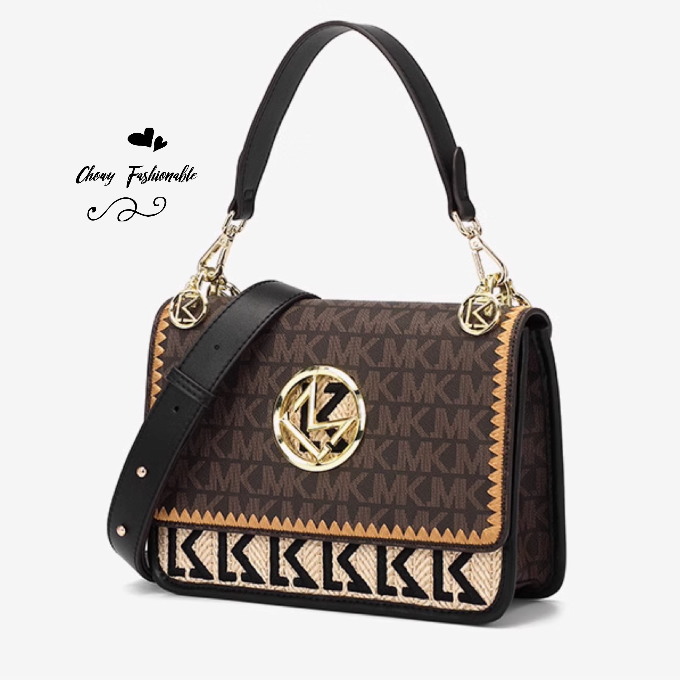 กระเป๋าสะพายข้าง Cowhide & Woven Rope Sling Bag BB0192