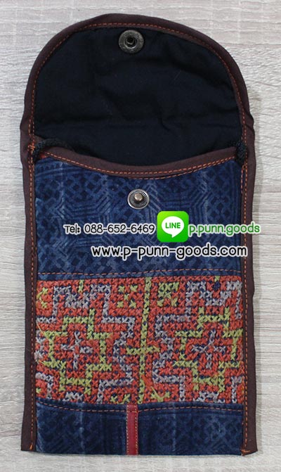 กระเป๋าใส่โทรศัพท์/ใส่พาสปอร์ต ผ้าชาวเขา (งานผ้าชาวเขา Upcycled)