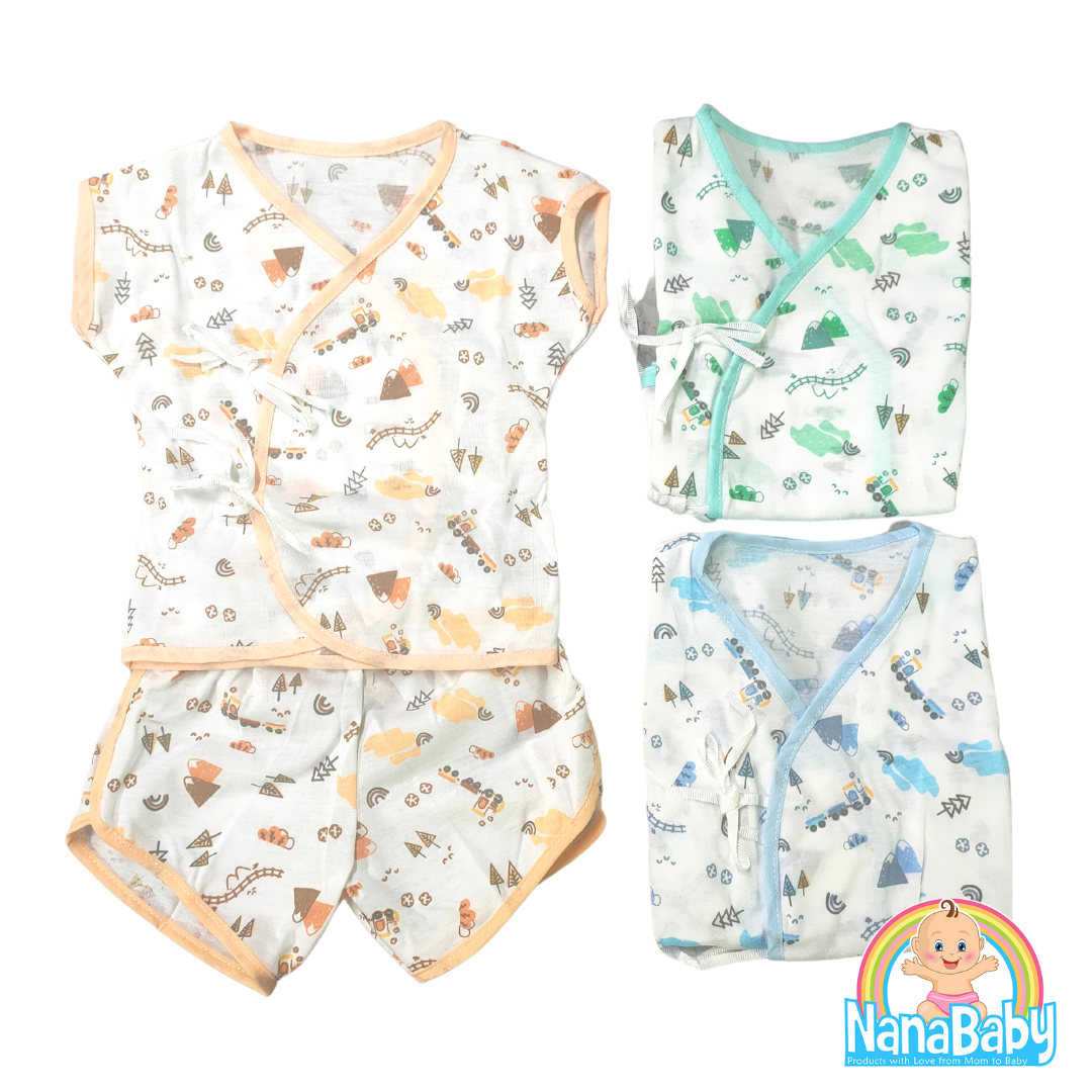 ชุดเด็กแรกเกิด ชุดเด็กอ่อน ผูกป้ายหน้า ผ้าฝ้ายนิ่ม 100%Cotton สำหรับเด็กวัย 0-3 เดือน (ราคาต่อ 1 ชุด)