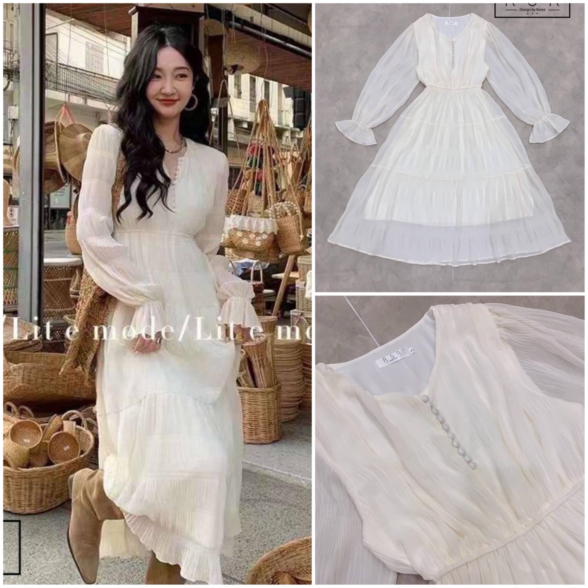 เดรสตัวยาวสวย ท่อนแขน ยาวเป็นทรงสวย ตัวเดรสใช้ผ้าเรียบเนื้อสวยพริ้ว มีกิมมิคอัดพลีทน่านักทั้งตัว ทรงเดรสสวย ใส่ง่าย ตัวเดียวจบ สินค้าคุณภาพ (พร้อมส่ง)