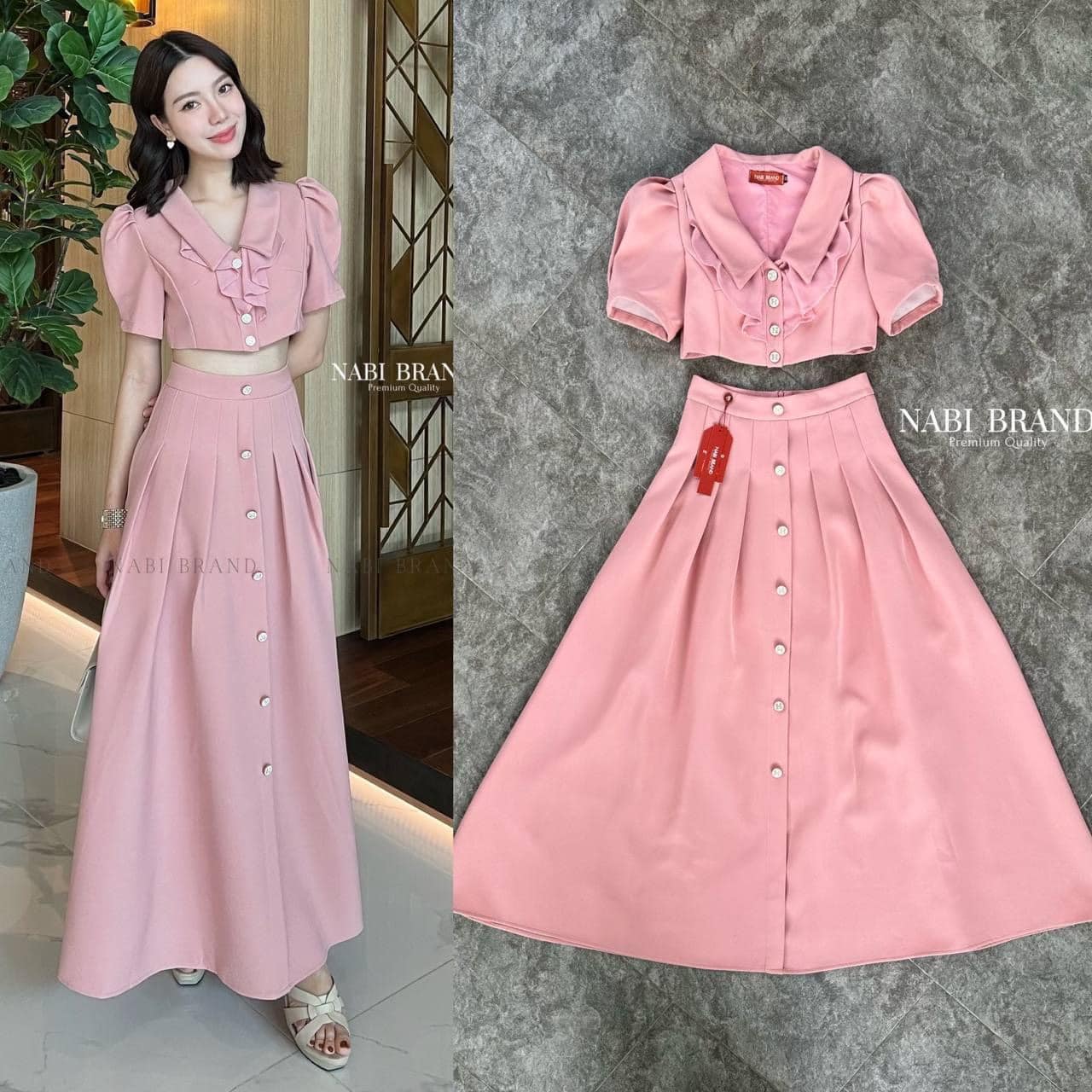 ชุดSet เสื้อแขนสั้น+กระโปรงยาว ใส่สบาย สินค้าคุณภาพ (พร้อมส่ง)