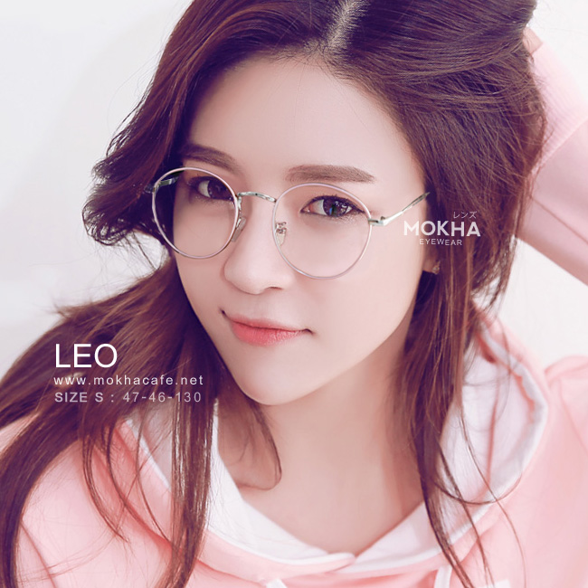 กรอบแว่น LEO - pink กรอบโลหะ ทรงกลม กว้าง 130 มม. (sizeS) H46