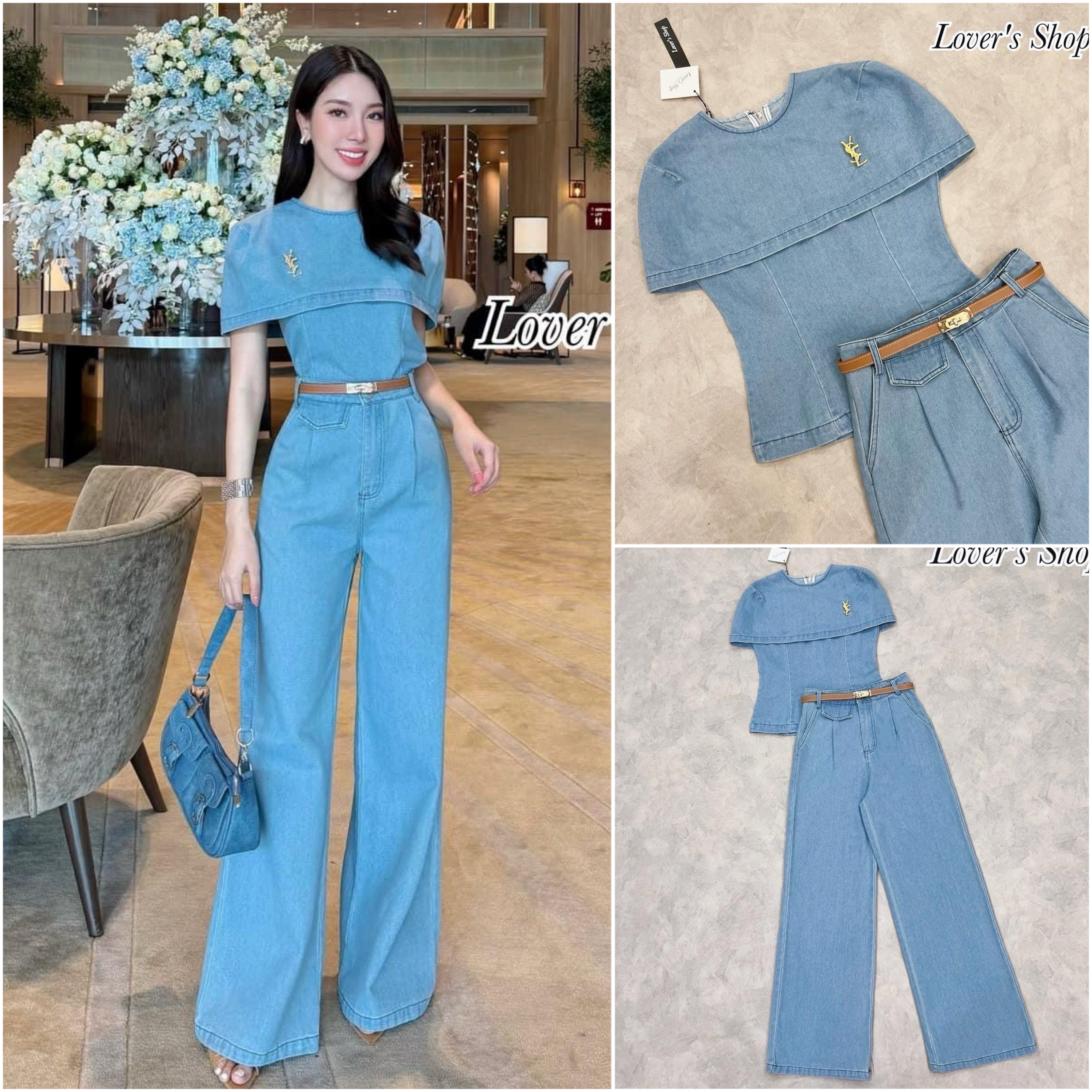 Set4ชิ้นลุคเรียบหรูดูผู้ดี(ได้เสื้อ+กางเกง +เข็มขัด+เข็มกลัด) ตัวเสื้อทรงคลุมไหล่ เข้ารูป งานซิบหลัง มาพร้อมกางเกงเอวสูง ทรงสวย ทรง ขากระบอกกลาง ใส่สบาย : สินค้าคุณภาพ (พร้อมส่ง)