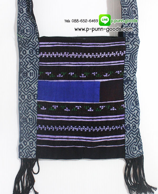 กระเป๋าย่าม ผ้าปักชาวเขา (ใบเล็ก) - size S
