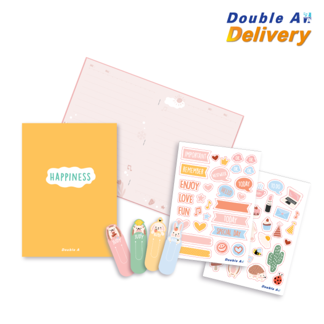 ชุดสมุดมุงหลังคา DIY ขนาด A6 : Happiness ซื้อ 3 แถม 1 ฟรี (คละ 4 สี)