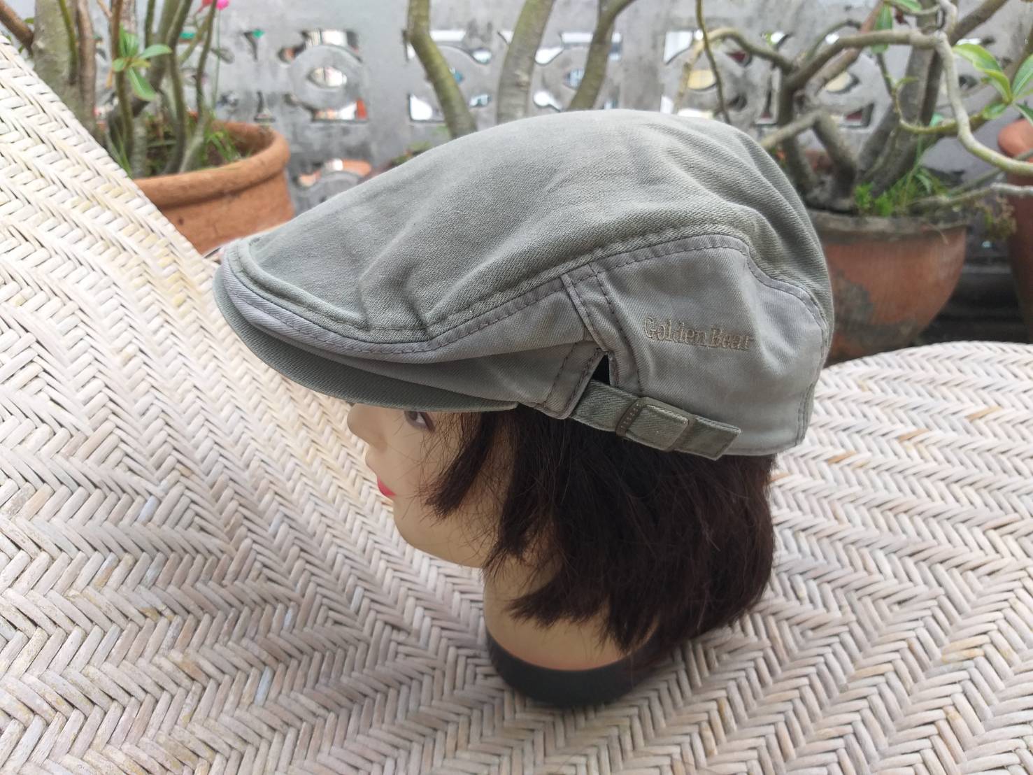หมวกติงลี่ หมวก flat cap Golden Bear ผ้าฟอก แนวเซอร์