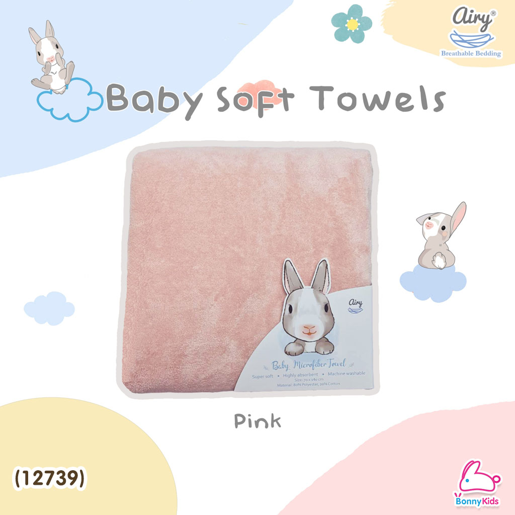 (12739) Airy (แอร์รี่) Baby Soft Towelsผ้าเช็ดตัวไมโครไฟเบอร์ ขนาด70*140cm.