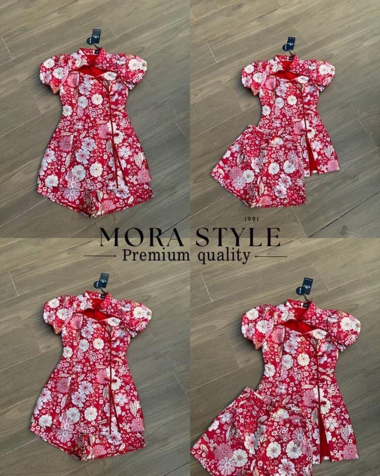 เซ็ตกี่เพ้า 2 ชิ้น ผ้าทอนูนลายดอกไม้ทั้งเซ็ต งานซิปหลัง แขนจั้มตุ๊กตา มาพร้อททรงกับกางเกงขาสั้น แมททรงสวยเปะ ใส่สบาย : สินค้าคุณภาพ (พร้อมส่ง)