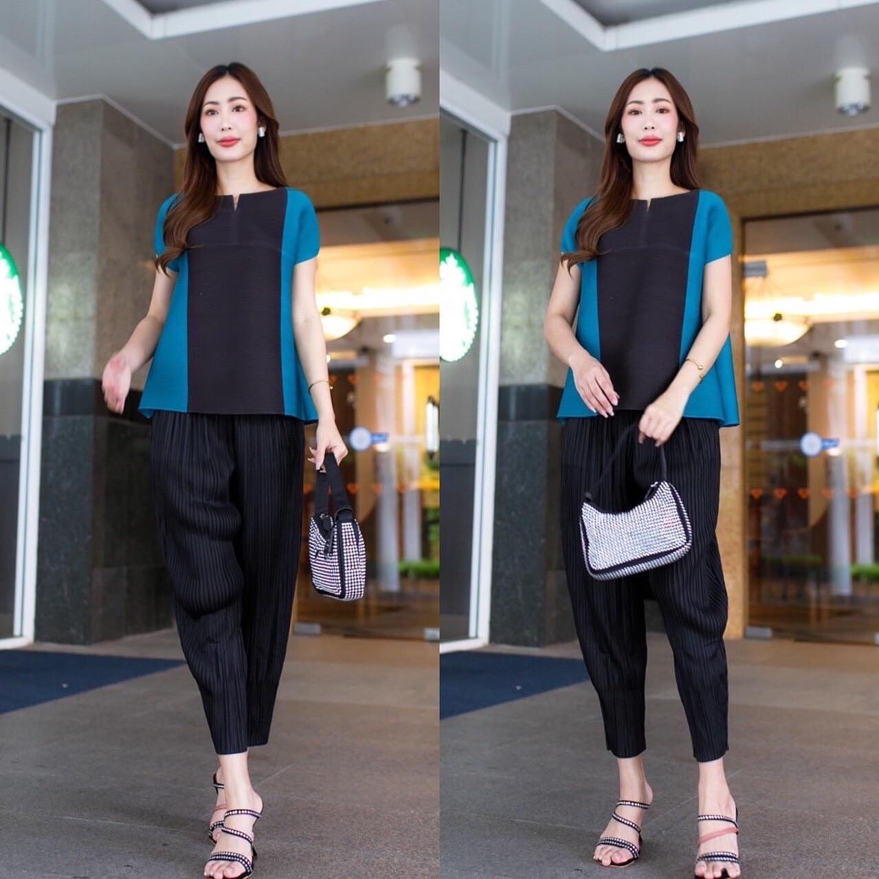 ชุด Set เสื้อ+กางเกงขายาว อัดพลีสสวยๆ 😍 งาน Premium สินค้าคุณภาพ (พร้อมส่ง)