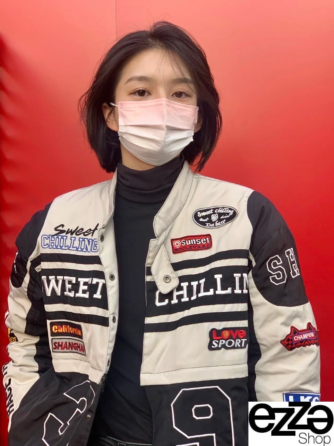 แจ็คเก็ตกึ่งหนัง ปักลาย Racing สวย สปอร์ต เท่ห์ รุ่น Unisex งานสวยขายดีมาก รุ่นนี้ผสมหนัง งานสวยมาก.. ใส่สบาย : สินค้าคุณภาพ (พร้อมส่ง)