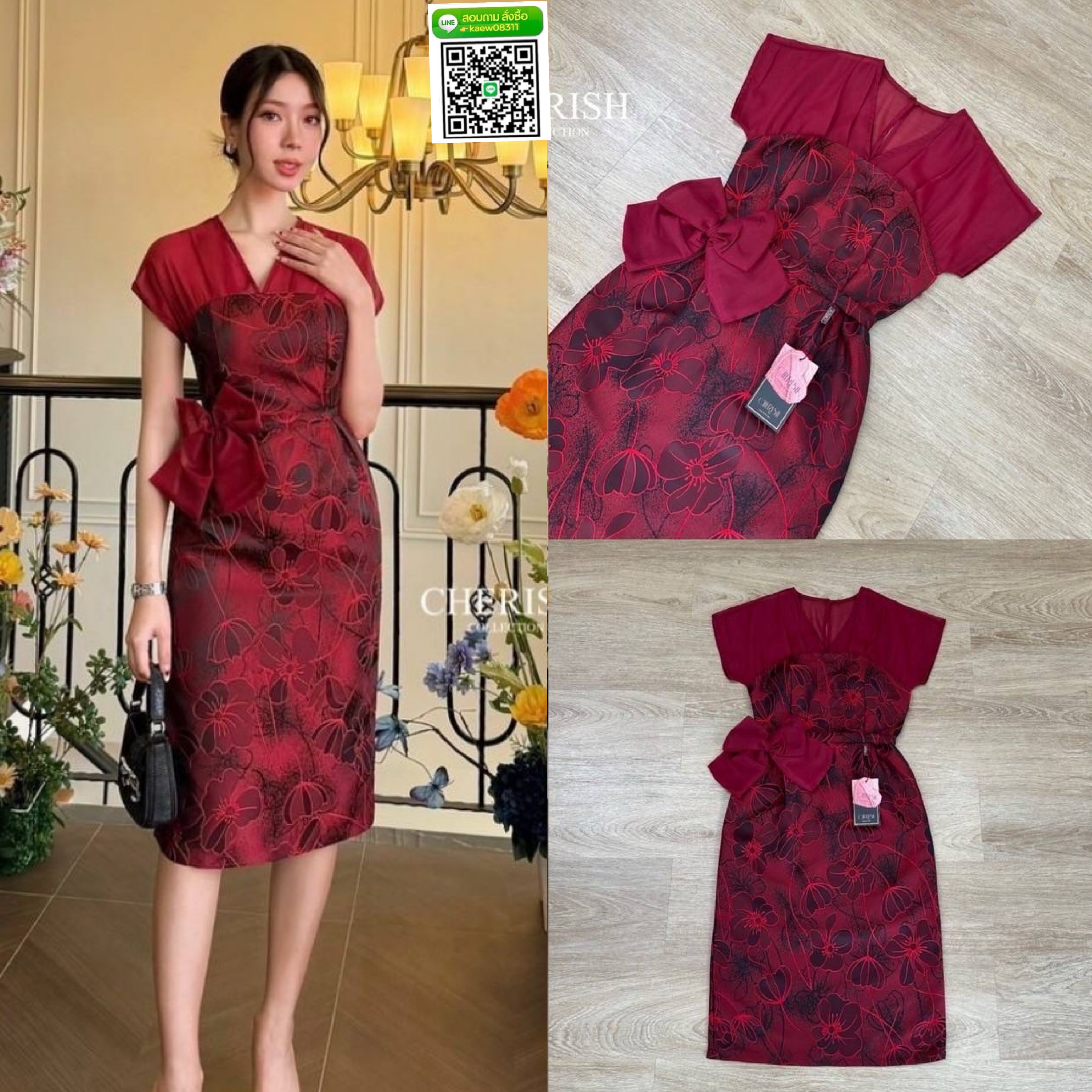 ชุดเดรสผ้าทอลายลูกไม้ด้านบนช่วงอกเป็นผ้า ชีฟองเนื้อทรายตกแต่งช่วงเอวด้วยเข็มขัดโบว์ สุดน่ารักมาพร้อมซับในอย่างดีค่ะ ใส่สบาย : สินค้าคุณภาพ (พร้อมส่ง)