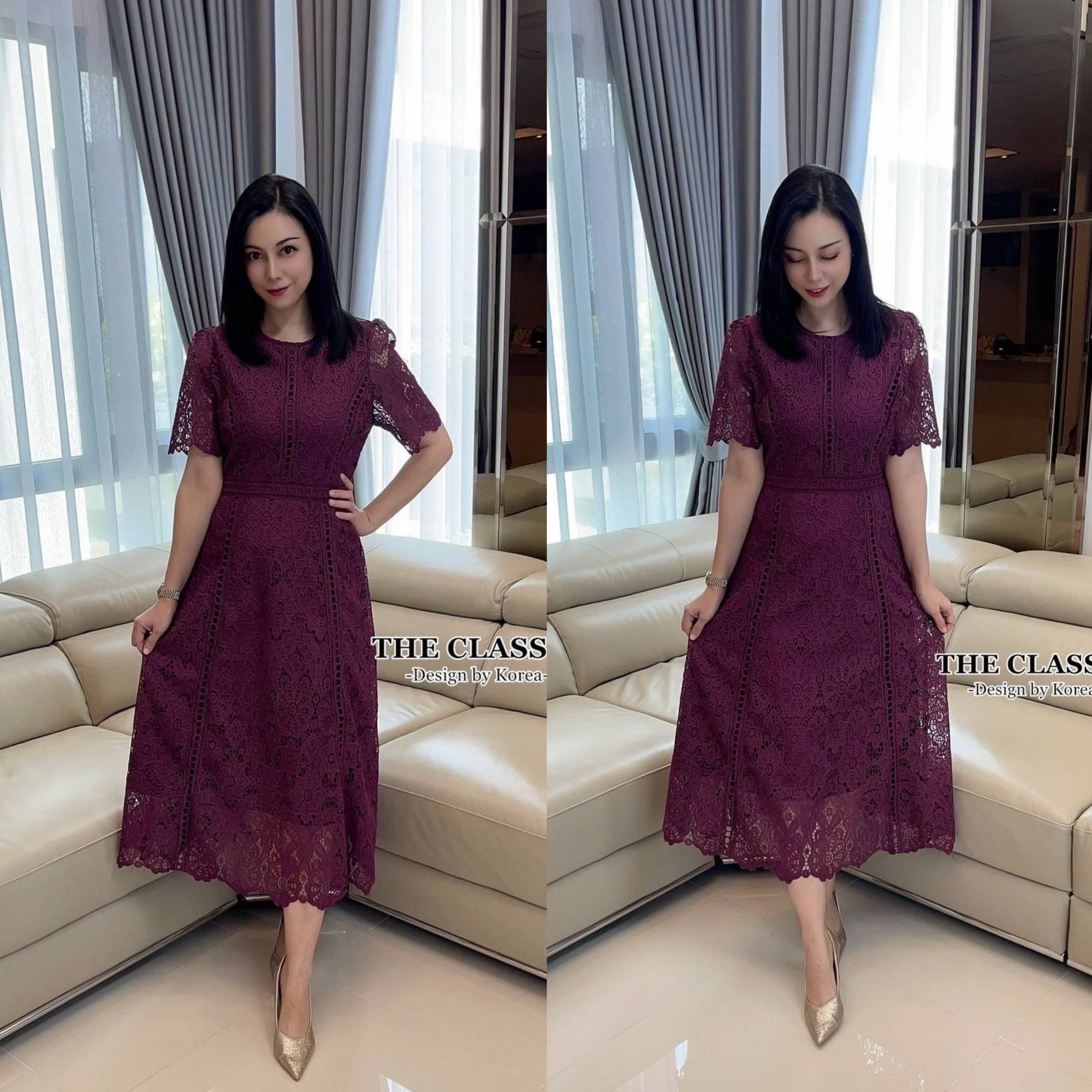 เดรสยาวลูกไม้ คอกลมใช้ผ้าลูกไม้เนื้อหนาอย่างดี ขึ้นลวดลายดอกไม้ ลายชัด ผ้าแน่นสวย ตัดต่อเพิ่มดีเทลแต่งด้วยลูกไม้ทรงกลมหลายจุด ใส่สบาย : สินค้าคุณภาพ (พร้อมส่ง)