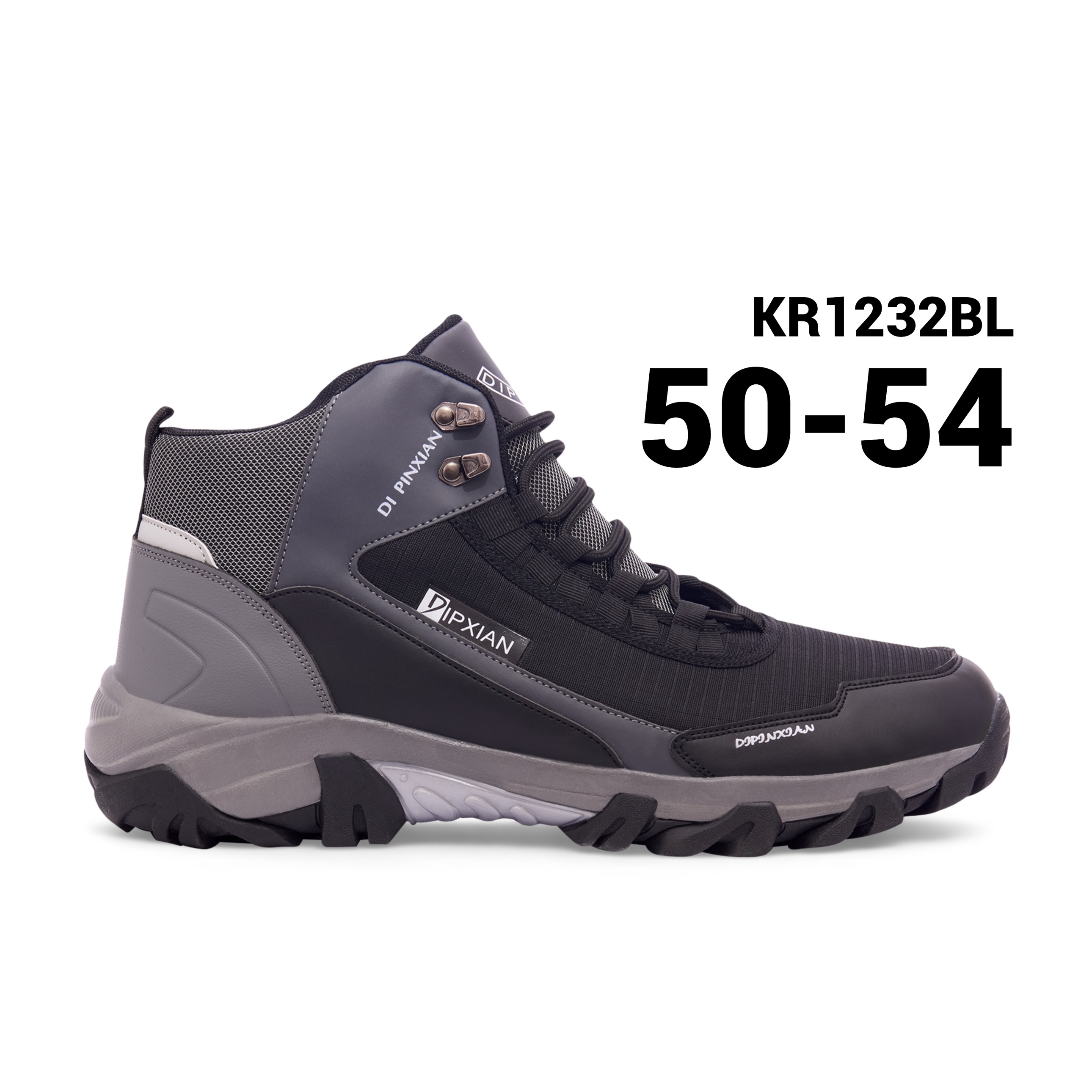 รองเท้าผ้าใบผู้ชายไซส์ใหญ่ 50-54 Men Fashion Sneaker ทรงข้อสูง หุ้มข้อ สีดำ KR1232
