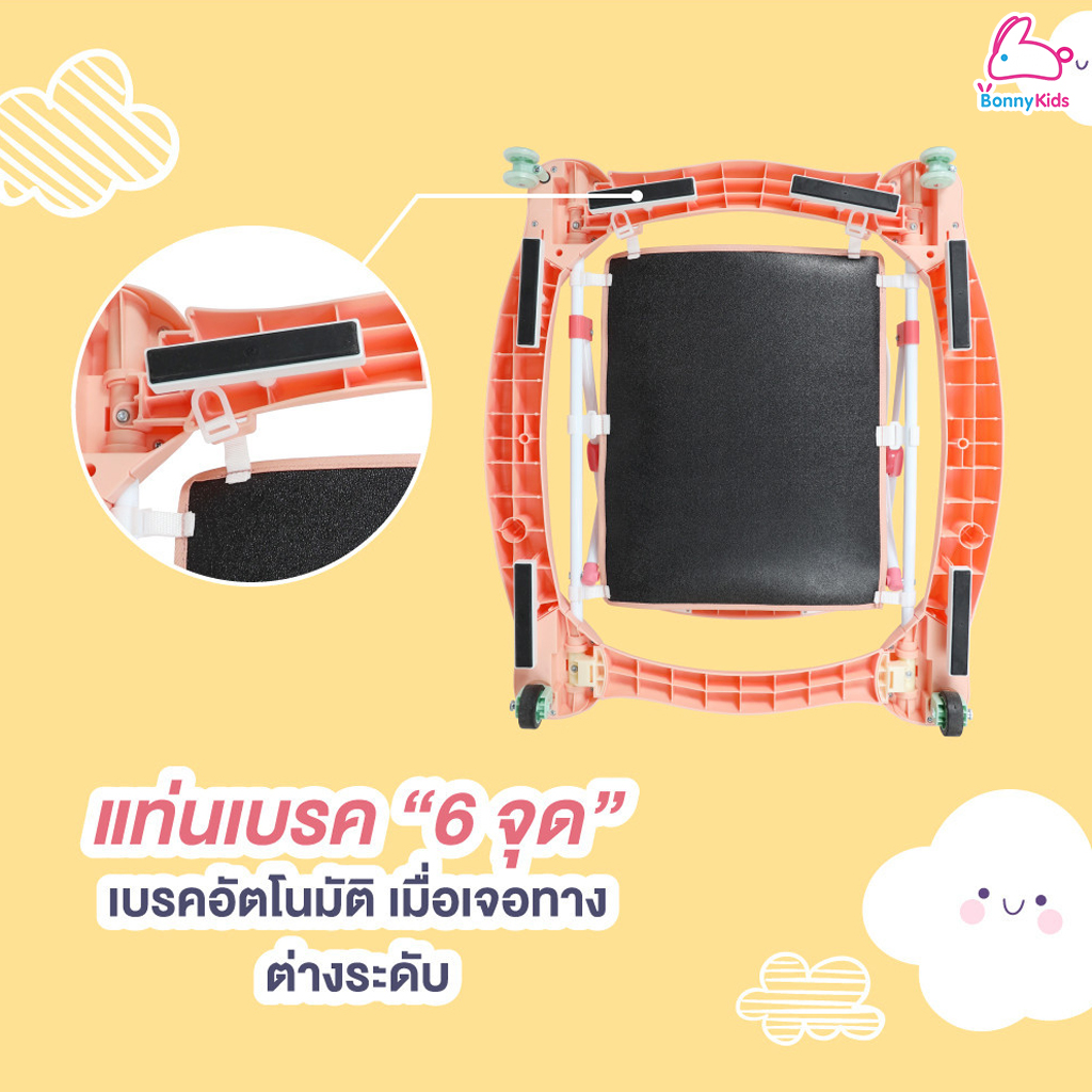 GLOWY (โกลวี่) Baby Walker รุ่น Aston Walk รถหัดเดินสำหรับเด็ก ปรับโยกได้ มีเสียงเพลง และเป็นโต๊ะทานข้าวได้