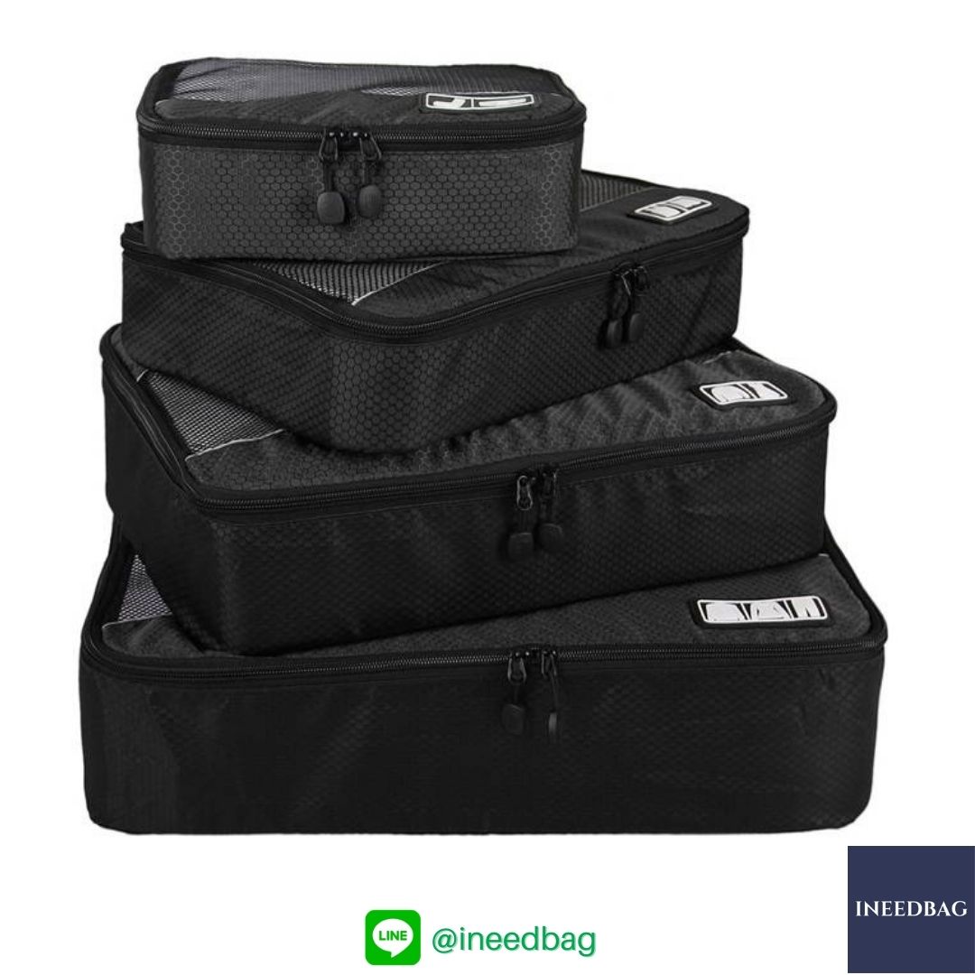 Bagsmart กระเป๋าจัดระเบียบเดินทาง 4 ใบต่อชุด ใส่เสื้อผ้า ชั้นใน ถุงเท้า เข็มขัด (ฺBlack) (Bagsmart Packing Cubes 4-Pcs Travel Organizer)