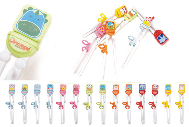 ตะเกียบเด็ก ตะเกียบหัดคีบ ที่หัดจับตะเกียบ Orange ลายสัตว์น่ารัก