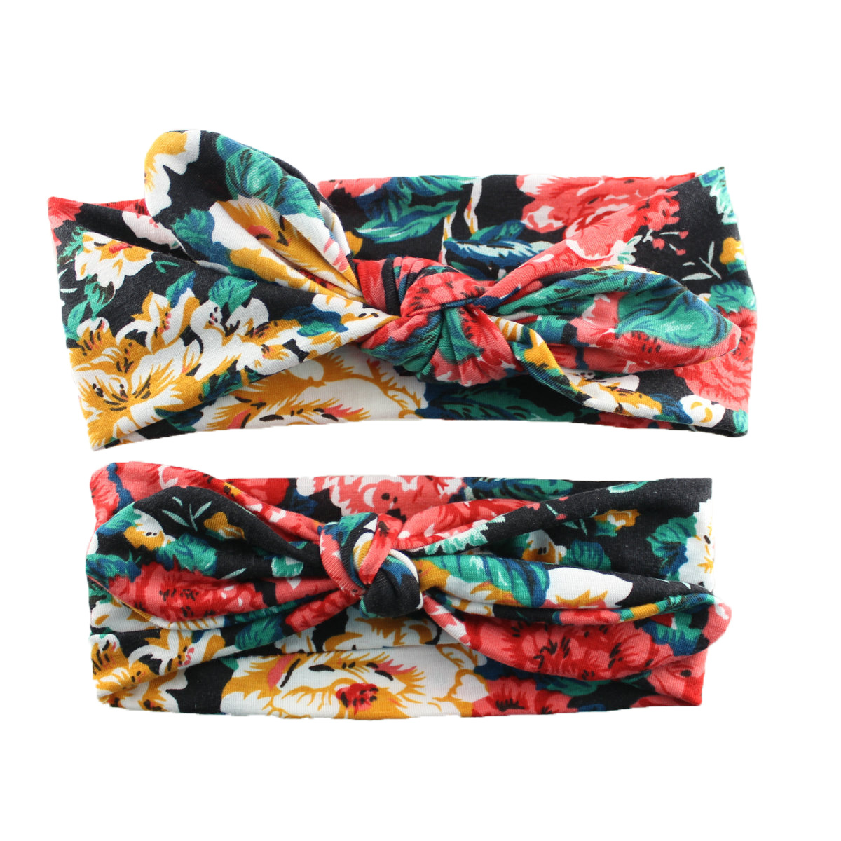 [แพคคู่] ผ้าคาดผมเกาหลี ผ้าคาดผมหญิง คู่แม่+ลูก ผ้าคาดผมเด็กอ่อน ผ้าคาดผมทารก และคุณแม่ โบว์หูกระต่ายดอกไม้ Retro