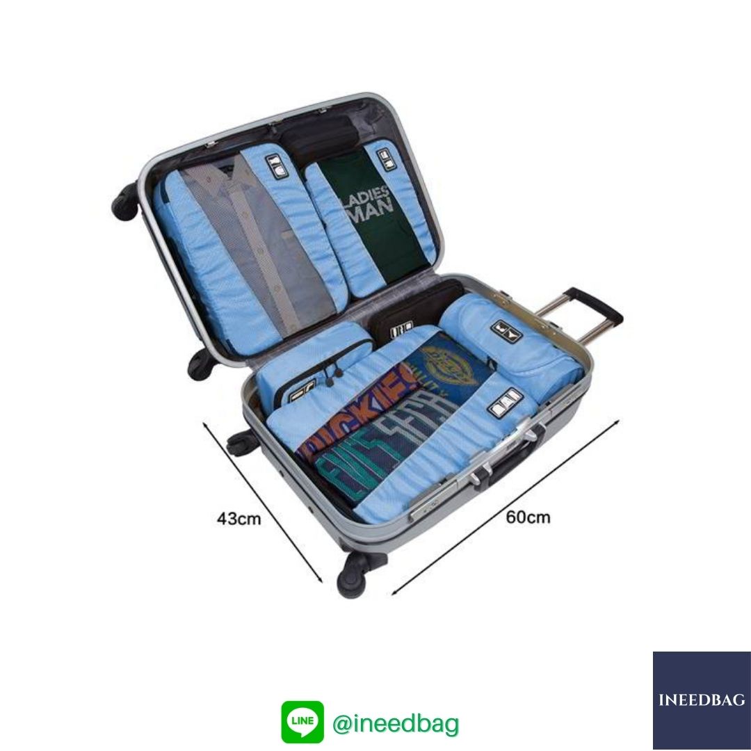 Bagsmart กระเป๋าจัดระเบียบเดินทาง 4 ใบต่อชุด ใส่เสื้อผ้า ชั้นใน ถุงเท้า เข็มขัด (ฺBlue) (Bagsmart Packing Cubes 4-Pcs Travel Organizer)