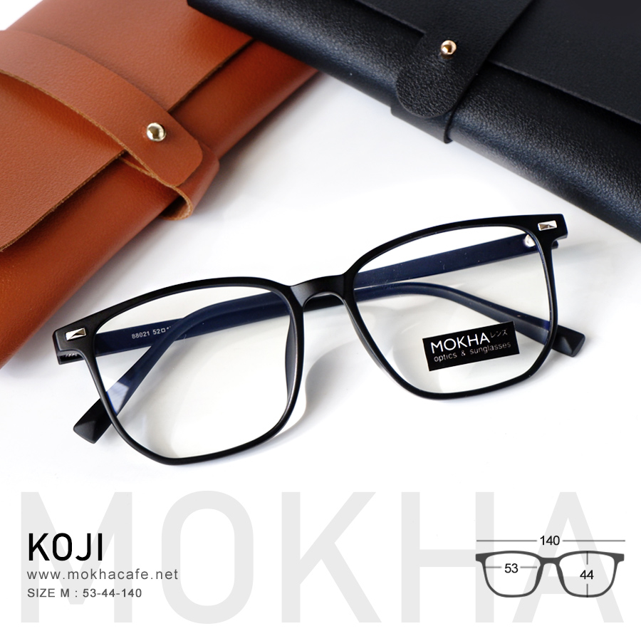 KOJI - black กรอบแว่น ทรงเหลี่ยม TR90 ยืดหยุ่น กว้าง 140 มม. (sizeM) H44