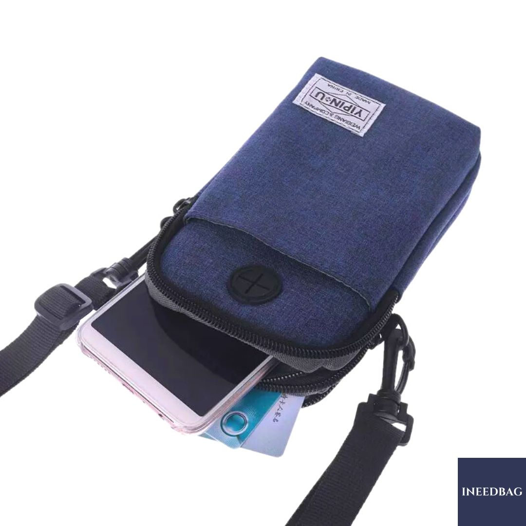 กระเป๋าสะพายคาดลำตัว กระเป๋าสะพายไหล่ กระเป๋าใส่โทรศัพท์มือถือ สายยาวปรับระดับ-ถอดจากตัวกระเป๋าได้ กระเป๋าเกี่ยวกับเข็มขัดได้ มี 3 สีให้เลือก