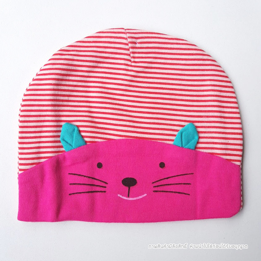 หมวกเด็กอ่อน หมวกเด็ก ผ้ายืด Cotton รูปแมวเหมียว สำหรับเด็ก 3-24 เดือน